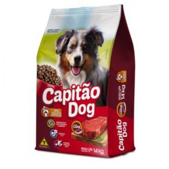 Ração para cães adultos linha standart sabor carne 14Kg - Capitão Dog